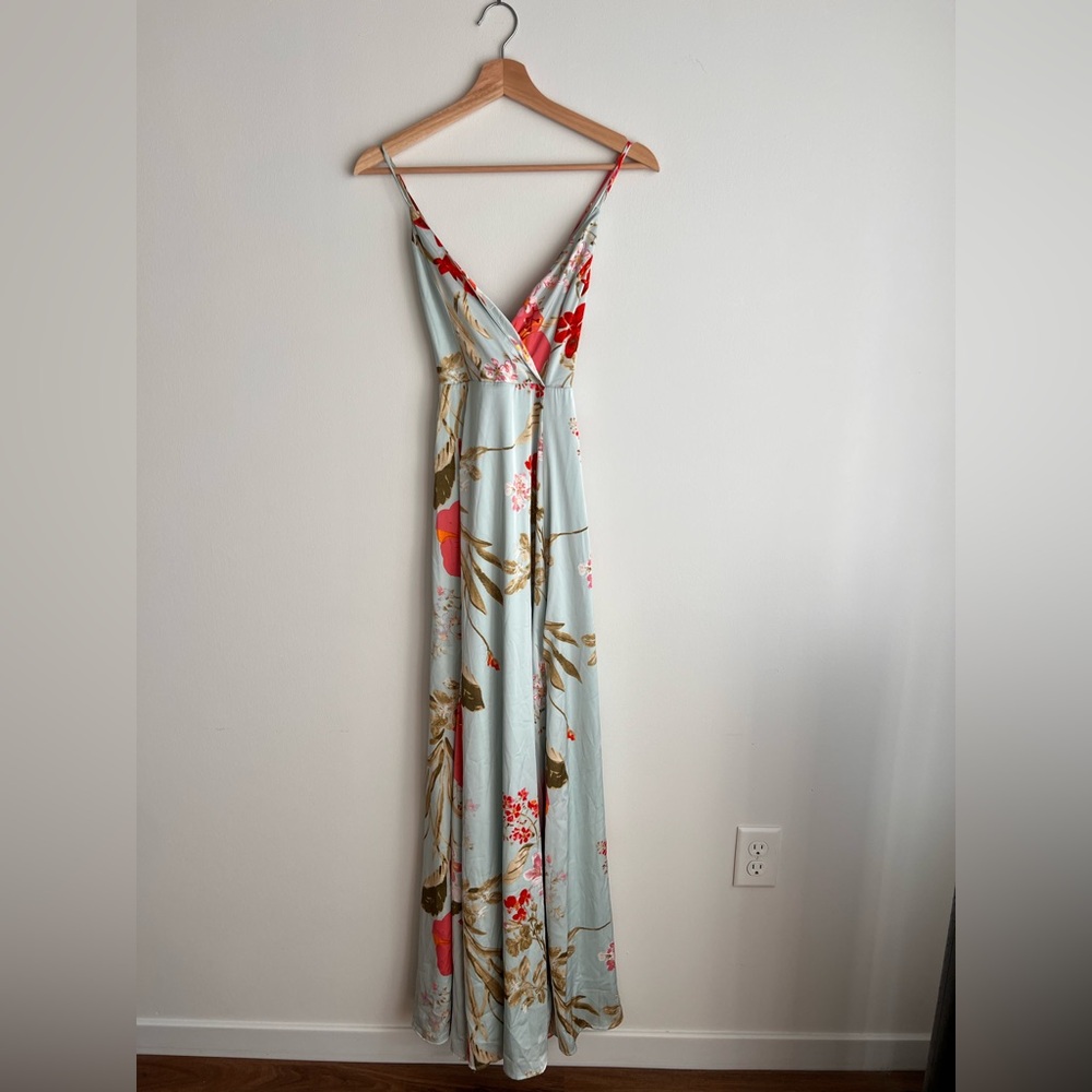 Lulu's Light Blue Floral Maxi Dress